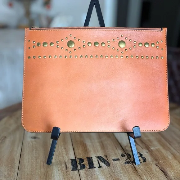 FRYE Studded Leather Clutch 8 1/2” x 11 1/2” - Picture 4 of 7